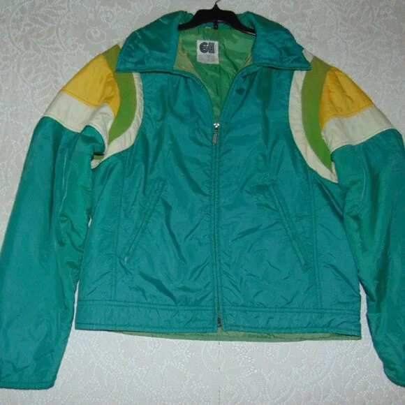Vintage GH Puffer Jacket Green Yellow Mens M/L Hong Kong Denver Colorado Green